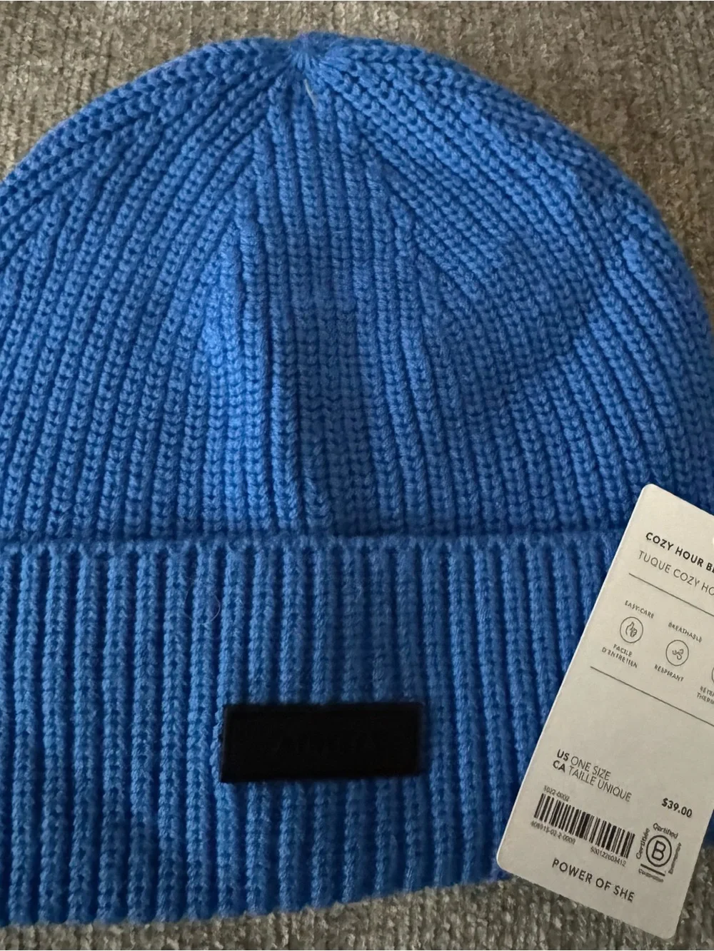 Athletic Cozy Blue Cozy Hour Beanie - Ribbed Cuff Blue